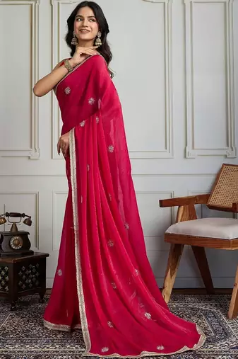 Pink embellished sarees