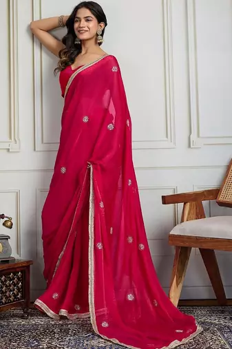 Pink embellished sarees