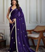 Purple embroidered sarees
