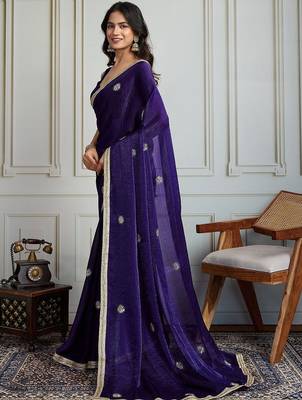 Purple embroidered sarees 2