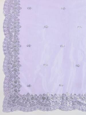 Lavender embroidered net sarees 4