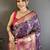 Purple abstract woven design zari kanjeevaram saree with unstitched blouse piece