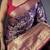Purple abstract woven design zari kanjeevaram saree with unstitched blouse piece