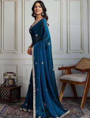 Teal embellished sarees 2