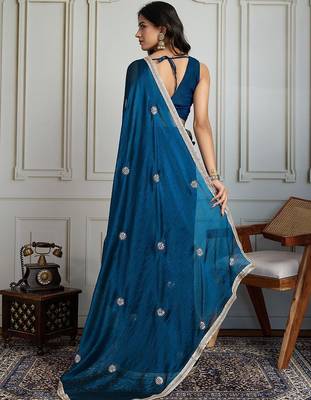Teal embellished sarees 3