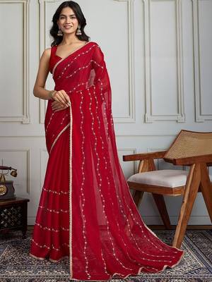 Red embellished sarees 1