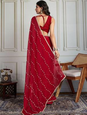 Red embellished sarees 3