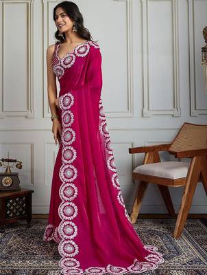 Pink embroidered sarees 2