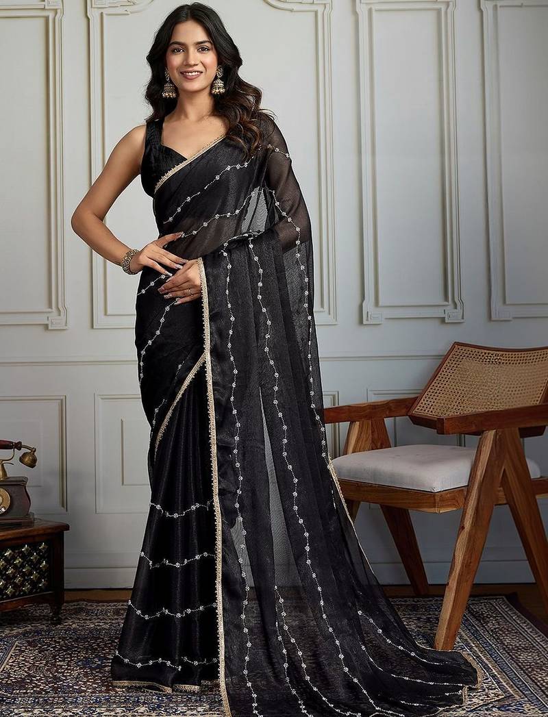 Black embellished sarees