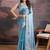 Blue floral embroidered saree