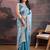 Blue floral embroidered saree