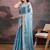 Blue floral embroidered saree