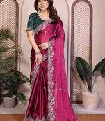 Magenta magenta rangoli silk embroidery saree