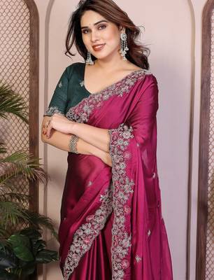 Magenta magenta rangoli silk embroidery saree 2