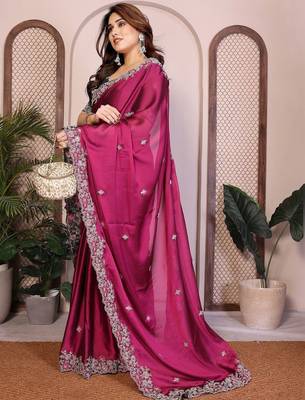 Magenta magenta rangoli silk embroidery saree 3