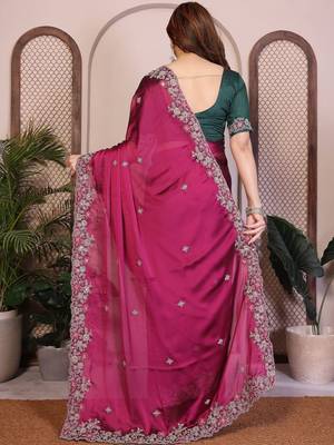 Magenta magenta rangoli silk embroidery saree 4
