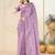 Purple ethnic embroidered festive wear saree with matching blouse