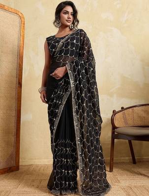 Black bandhani printed saree 1