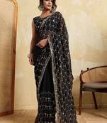 Black bandhani printed saree