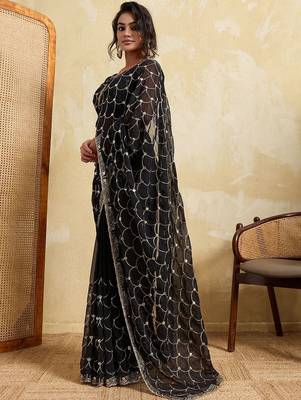 Black bandhani printed saree 5