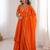 Orange designer heavy chinon silk blend palazzo suit set