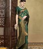 Olive ethnic motifs woven design zari mysore silk saree