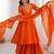 Orange designer heavy chinon silk blend palazzo suit set