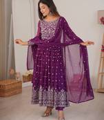 Wine purple designer heavy faux georgette anarkali suit set