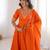 Orange designer heavy chinon silk blend palazzo suit set