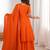 Orange designer heavy chinon silk blend palazzo suit set