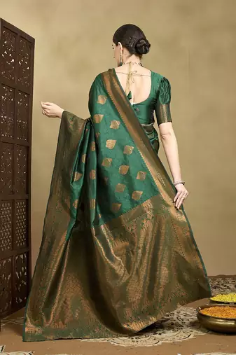 Olive ethnic motifs woven design zari mysore silk saree