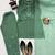 Green designer american silk blend palazzo suit set