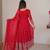 Ruby red designer heavy faux georgette anarkali suit set