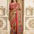 Red bandhani patchwork satin saree