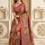 Red bandhani patchwork satin saree