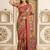 Red bandhani patchwork satin saree