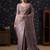 Mauve geometric printed woven design border zari banarasi saree