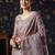 Mauve geometric printed woven design border zari banarasi saree