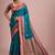 Teal ethnic motifs zari silk blend designer kanjeevaram saree