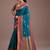 Teal ethnic motifs zari silk blend designer kanjeevaram saree