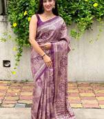 Purple chikoo silk lavender purple sarees