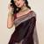 Purple woven design satin saree with unstitched blouse