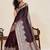 Purple woven design satin saree with unstitched blouse