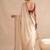 Off white embellished sequinned poly georgette designer saree