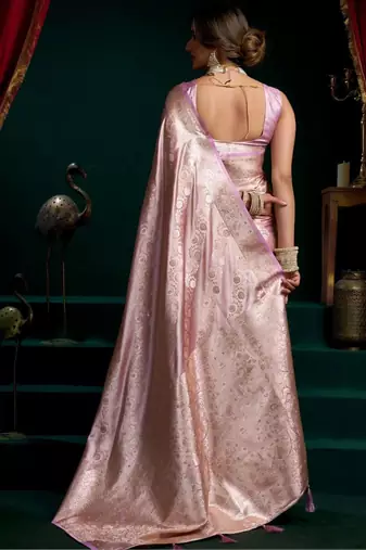 Pink woven design zari art silk banarasi saree