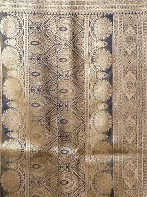 Blue woven design zari pure silk saree 4