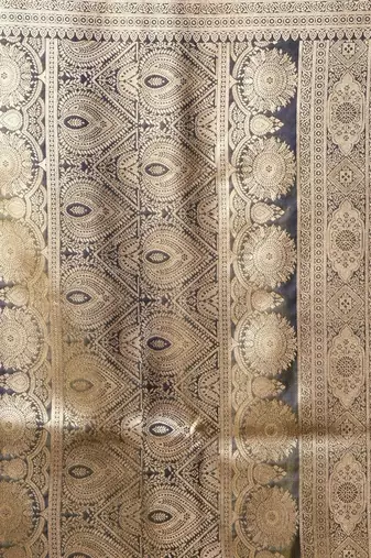 Blue woven design zari pure silk saree