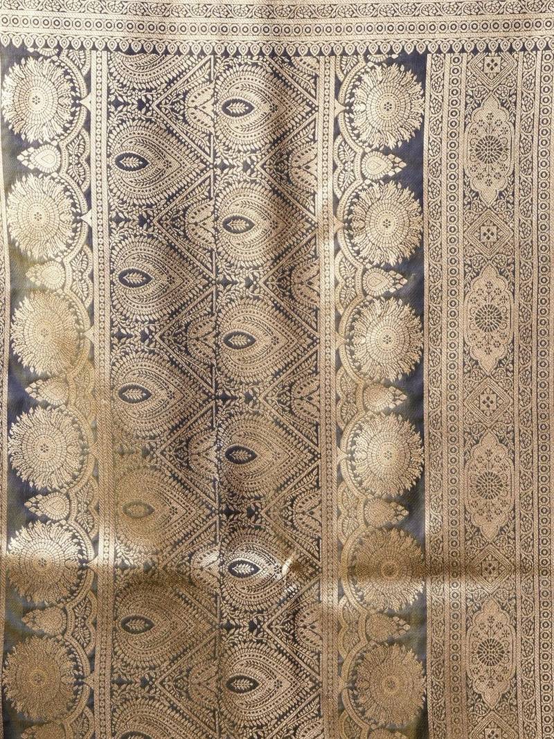 Blue woven design zari pure silk saree