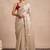 Off white embellished sequinned satin designer saree