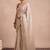 Off white embellished sequinned satin designer saree